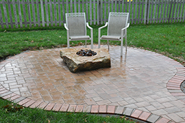 Small yard patio with firepit