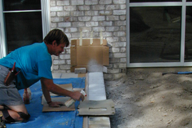 Simulated brick patio border.